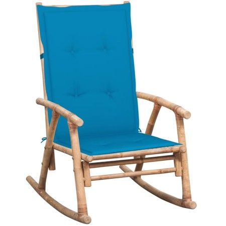 Silla mecedora con cojín bambú de vidaXL, Sillas de jardín - Ref: Foro24-3063907, Precio: 141,65 €, Descuento: %