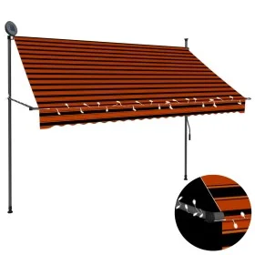 Toldo manual retráctil con LED naranja y marrón 250 cm de vidaXL, Toldos - Ref: Foro24-145879, Precio: 71,75 €, Descuento: %