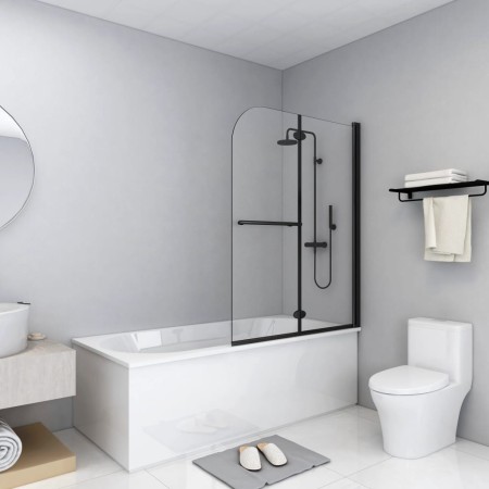 Mampara de ducha plegable 2 paneles ESG negro 95x140 cm de vidaXL, Puertas de ducha - Ref: Foro24-147193, Precio: 128,08 €, D...