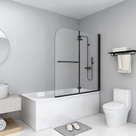 Mampara de ducha plegable 2 paneles ESG negro 120x140 cm de vidaXL, Puertas de ducha - Ref: Foro24-147194, Precio: 148,13 €, ...