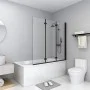 Folding shower screen 3 panels ESG 130x138 cm black by vidaXL, shower doors - Ref: Foro24-147191, Price: 153,13 €, Discount: %