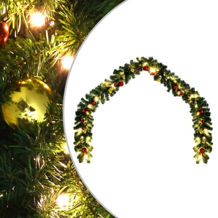 Guirnalda de Navidad decorada con bolas y luces LED 10 m de vidaXL, Luces de Navidad - Ref: Foro24-246407, Precio: 61,01 €, D...