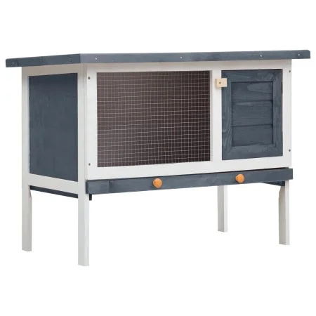 Jaula conejera de 1 piso madera gris de vidaXL, Jaulas y habitáculos para animales pequeños - Ref: Foro24-170828, Precio: 85,...