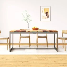 Solid sheesham wood and steel dining table 180 cm by vidaXL, Kitchen and dining tables - Ref: Foro24-244797, Price: 329,74 €,...