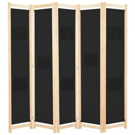Divider screen with 5 black fabric panels 200x170x4 cm by vidaXL, Room dividers - Ref: Foro24-248185, Price: 78,49 €, Discoun...
