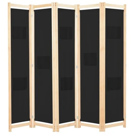 Biombo divisor de 5 paneles de tela negro 200x170x4 cm de vidaXL, Divisores de ambientes - Ref: Foro24-248185, Precio: 78,49 ...
