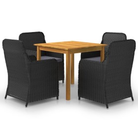 Juego de comedor para jardín 5 piezas negro en Conjuntos de jardín | Comprar online en Foru.es