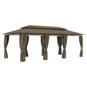 Cenador con cortinas gris taupe 180g/m² 600x298x270 cm de vidaXL, Carpas y cenadores - Ref: Foro24-312247, Precio: 423,35 €, ...