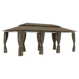 Cenador con cortinas gris taupe 180g/m² 600x298x270 cm de vidaXL, Carpas y cenadores - Ref: Foro24-312247, Precio: 396,53 €, ...