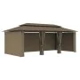 Cenador con cortinas gris taupe 180g/m² 600x298x270 cm de vidaXL, Carpas y cenadores - Ref: Foro24-312247, Precio: 396,53 €, ...