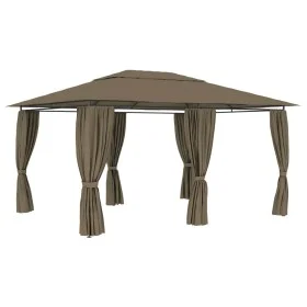 Marquesina de jardín con cortinas gris taupe 4x3 m 180 g/m² de vidaXL, Carpas y cenadores - Ref: Foro24-312232, Precio: 312,4...