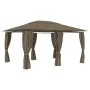 Marquesina de jardín con cortinas gris taupe 4x3 m 180 g/m² de vidaXL, Carpas y cenadores - Ref: Foro24-312232, Precio: 312,4...