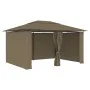 Marquesina de jardín con cortinas gris taupe 4x3 m 180 g/m² de vidaXL, Carpas y cenadores - Ref: Foro24-312232, Precio: 312,4...