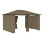Marquesina de jardín con cortinas gris taupe 4x3 m 180 g/m² de vidaXL, Carpas y cenadores - Ref: Foro24-312232, Precio: 312,4...