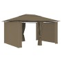 Marquesina de jardín con cortinas gris taupe 4x3 m 180 g/m² de vidaXL, Carpas y cenadores - Ref: Foro24-312232, Precio: 318,7...