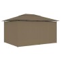 Marquesina de jardín con cortinas gris taupe 4x3 m 180 g/m² de vidaXL, Carpas y cenadores - Ref: Foro24-312232, Precio: 318,7...