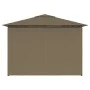 Marquesina de jardín con cortinas gris taupe 4x3 m 180 g/m² de vidaXL, Carpas y cenadores - Ref: Foro24-312232, Precio: 312,4...