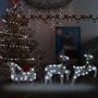 Trineo y renos decoración de Navidad de jardín 60 LED plateado de vidaXL, Luces de Navidad - Ref: Foro24-289978, Precio: 53,5...