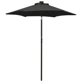 Sombrilla con luces LED aluminio negra 200x211 cm de vidaXL, Sombrillas - Ref: Foro24-313563, Precio: 77,22 €, Descuento: %