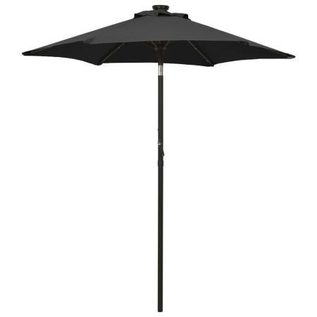 Sombrilla con luces LED aluminio negra 200x211 cm de vidaXL, Sombrillas - Ref: Foro24-313563, Precio: 78,92 €, Descuento: %