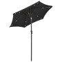 Sombrilla con luces LED aluminio negra 200x211 cm de vidaXL, Sombrillas - Ref: Foro24-313563, Precio: 78,92 €, Descuento: %