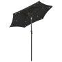 Sombrilla con luces LED aluminio negra 200x211 cm de vidaXL, Sombrillas - Ref: Foro24-313563, Precio: 77,22 €, Descuento: %