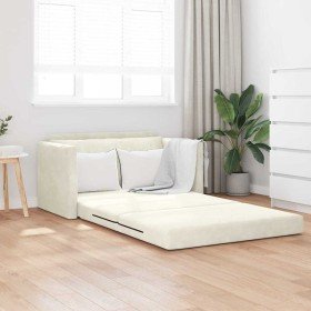 Sofá cama Crema 124 x 204 x 61 cm Terciopelo en Sofás | Comprar online en Foru.es