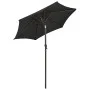 Sombrilla con luces LED aluminio negra 200x211 cm de vidaXL, Sombrillas - Ref: Foro24-313563, Precio: 77,22 €, Descuento: %