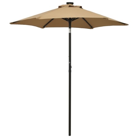 Sombrilla con luces LED aluminio gris taupe 200x211 cm de vidaXL, Sombrillas - Ref: Foro24-313560, Precio: 84,71 €, Descuento: %