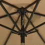 Sombrilla con luces LED aluminio gris taupe 200x211 cm de vidaXL, Sombrillas - Ref: Foro24-313560, Precio: 84,71 €, Descuento: %