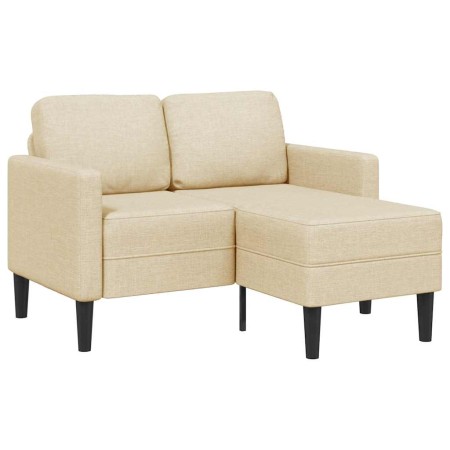 Sofá de 2 plazas con chaise longue en forma L tela crema 125 cm en Sofás | Comprar online en Foru.es