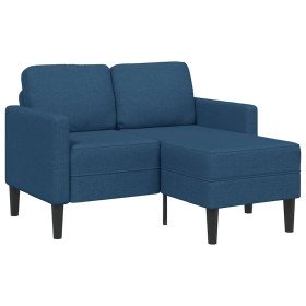 Sofá de 2 plazas con chaise longue en forma L Tela Azul 125 cm en Sofás | Comprar online en Foru.es