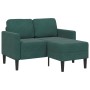 Sofá de 2 plazas con chaise longue forma L verde oscuro 125 cm en Sofás | Comprar online en Foru.es