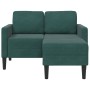 Sofá de 2 plazas con chaise longue forma L verde oscuro 125 cm en Sofás | Comprar online en Foru.es