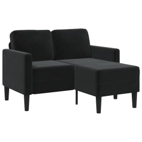 Sofá de 2 plazas con chaise longue en forma de L, terciopelo negro, 125 cm, en Sofás | Comprar online en Foru.es