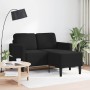 Sofá de 2 plazas con chaise longue en forma de L, terciopelo negro, 125 cm, en Sofás | Comprar online en Foru.es