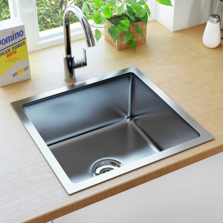 Fregadero de cocina hecho a mano acero inoxidable de vidaXL, Fregaderos - Ref: Foro24-145077, Precio: 70,80 €, Descuento: %