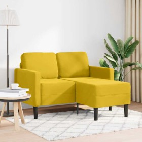 Sofá 2 plazas con chaise longue en forma L amarillo 125 cm en Sofás | Comprar online en Foru.es