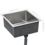 Fregadero de cocina hecho a mano acero inoxidable de vidaXL, Fregaderos - Ref: Foro24-145077, Precio: 70,80 €, Descuento: %