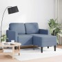Sofá de 2 plazas con chaise longue forma de L azul 125 cm lino en Sofás | Comprar online en Foru.es