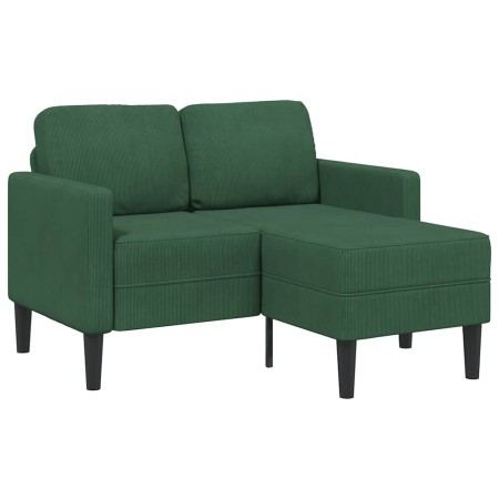 Sofá de 2 plazas con chaise longue en forma de L verde oscuro 125 cm en Sofás | Comprar online en Foru.es