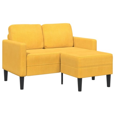 Sofá 2 plazas con chaise longue en forma L amarillo claro 125cm en Sofás | Comprar online en Foru.es