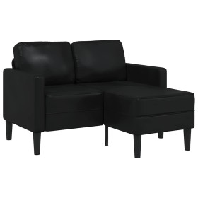 Sofá de 2 plazas con chaise longue en forma de L, color negro, 125 cm, piel sintética en Sofás | Comprar online en Foru.es
