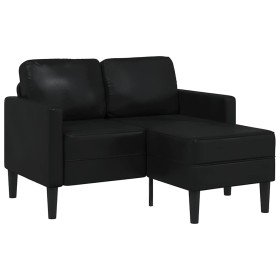 Sofá de 2 plazas con chaise longue en forma de L, color negro, 125 cm, piel sintética en Sofás | Comprar online en Foru.es