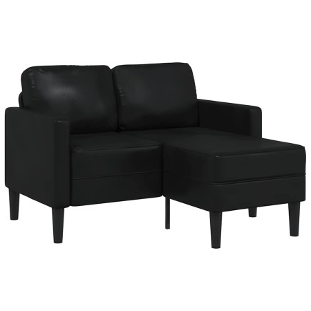 Sofá de 2 plazas con chaise longue en forma de L, color negro, 125 cm, piel sintética en Sofás | Comprar online en Foru.es
