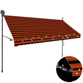Toldo manual retráctil con LED naranja y marrón 300 cm de vidaXL, Toldos - Ref: Foro24-145880, Precio: 98,83 €, Descuento: %