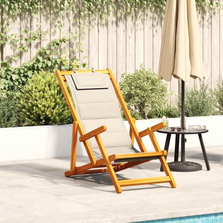Silla de playa plegable con reposabrazos crema en Sillas de jardín | Comprar online en Foru.es