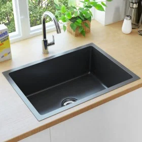 Fregadero de cocina hecho a mano acero inoxidable negro de vidaXL, Fregaderos - Ref: Foro24-145084, Precio: 195,71 €, Descuen...