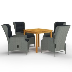Juego de comedor para jardín de 5 piezas gris claro en Conjuntos de jardín | Comprar online en Foru.es