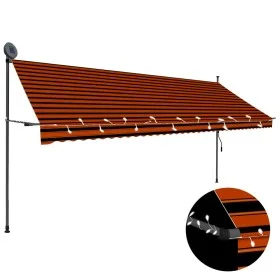Toldo manual retráctil con LED naranja y marrón 400 cm de vidaXL, Toldos - Ref: Foro24-145882, Precio: 126,20 €, Descuento: %